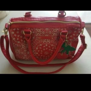 Betsey Johnson red vinyl crossbody purse